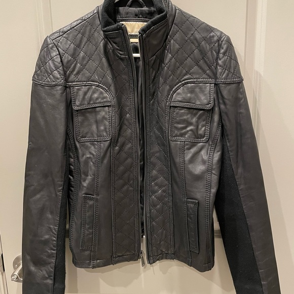 Michael Kors Black Leather Jacket (Size L) - Picture 2 of 4
